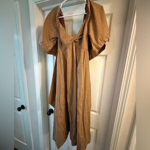 Abercrombie & Fitch Brown Polka Dot Maxi Dress